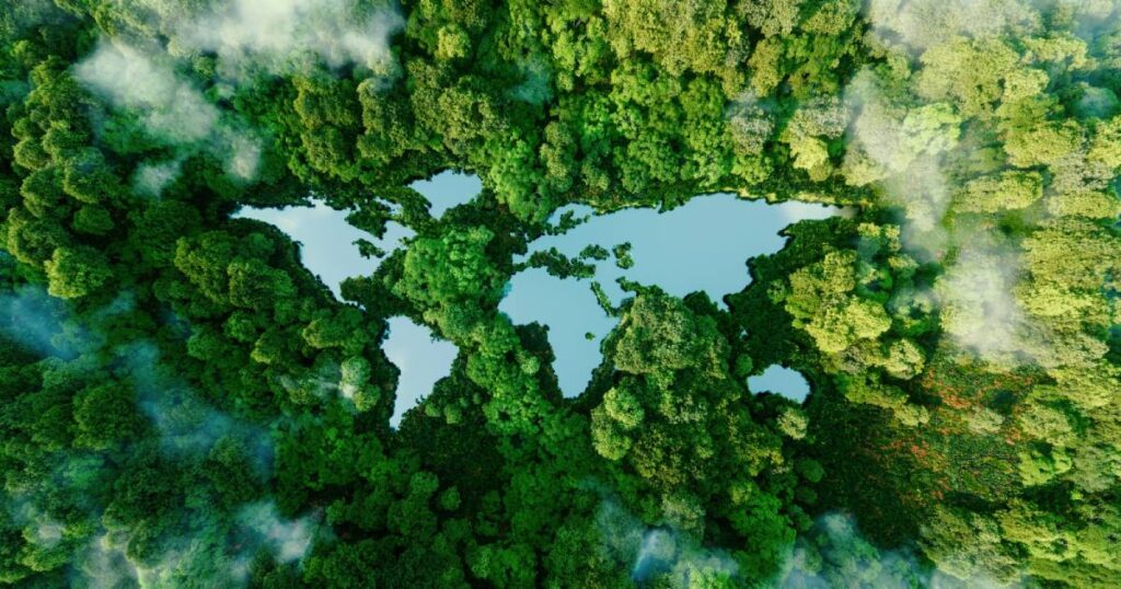 Planète dessinée dans une foret